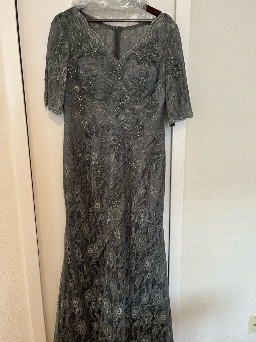 Silver sheath seqiun dress